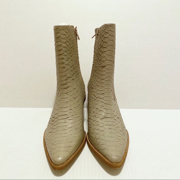 💗 Matisse Caty Ivory Snake Leather Mid Calf Boots - Picture 5 of 8